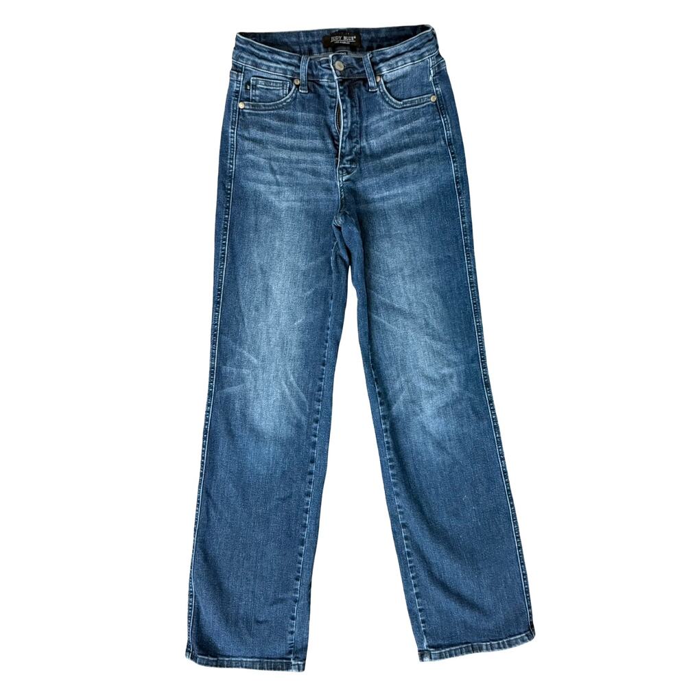 Judy Blue Dark Wash Mid-Rise Tummy Control Stretch Straight Fit Jeans sz 5 / 27